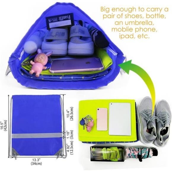 20 Pieces Royal Blue Drawstring Backpacks Bags Bulk, String Bags Reflective - Picture 3 of 6